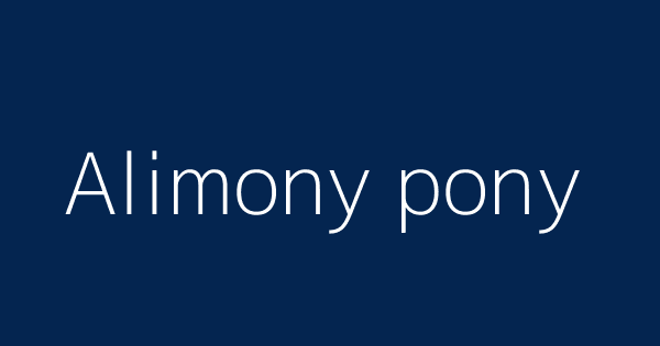 Alimony Pony Definitions Meanings That Nobody Will Tell You