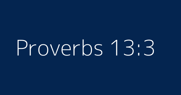 Proverbs 13:3 | Definitions & Meanings That Nobody Will Tell You.