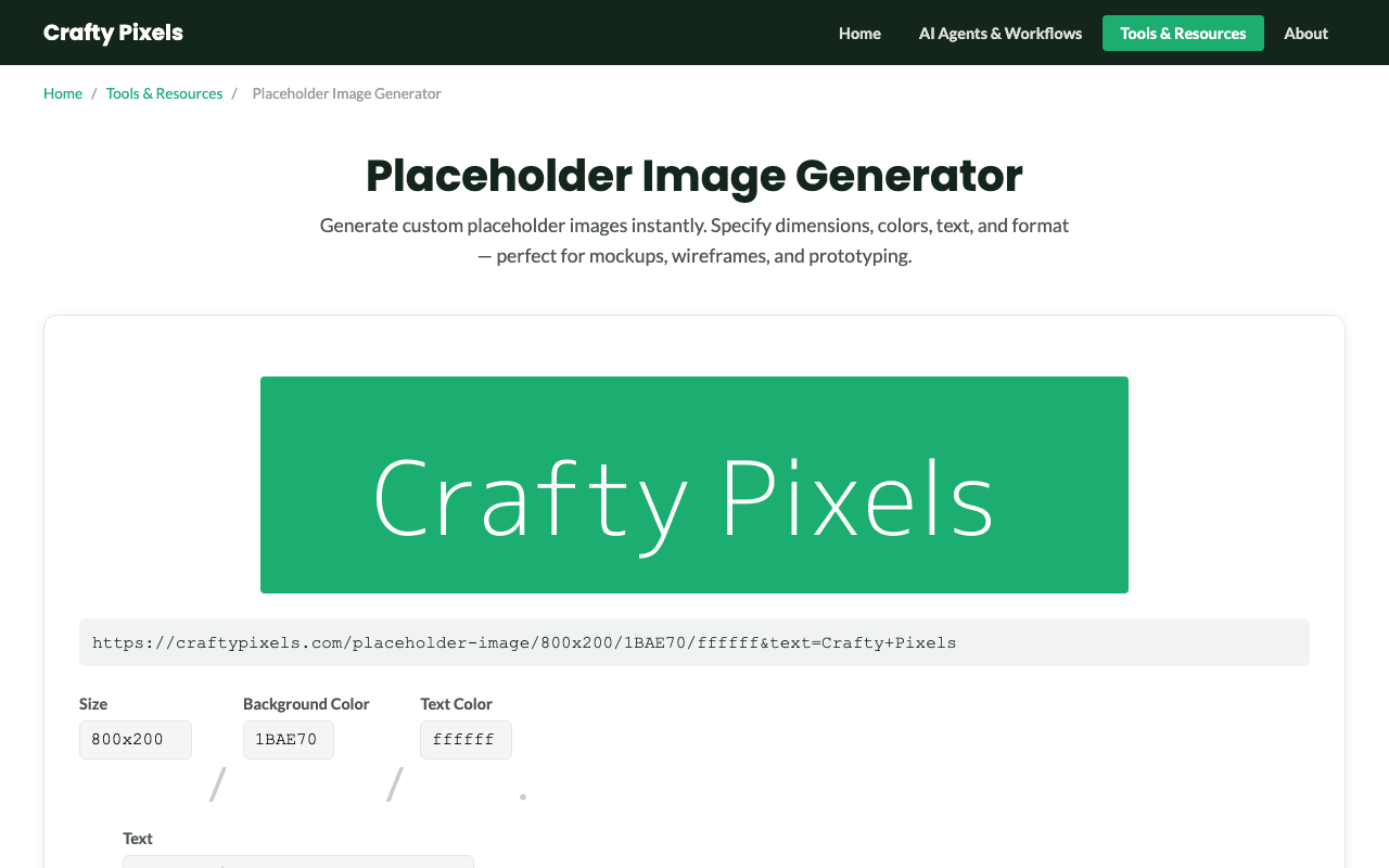 Placeholder Image Generator tool preview